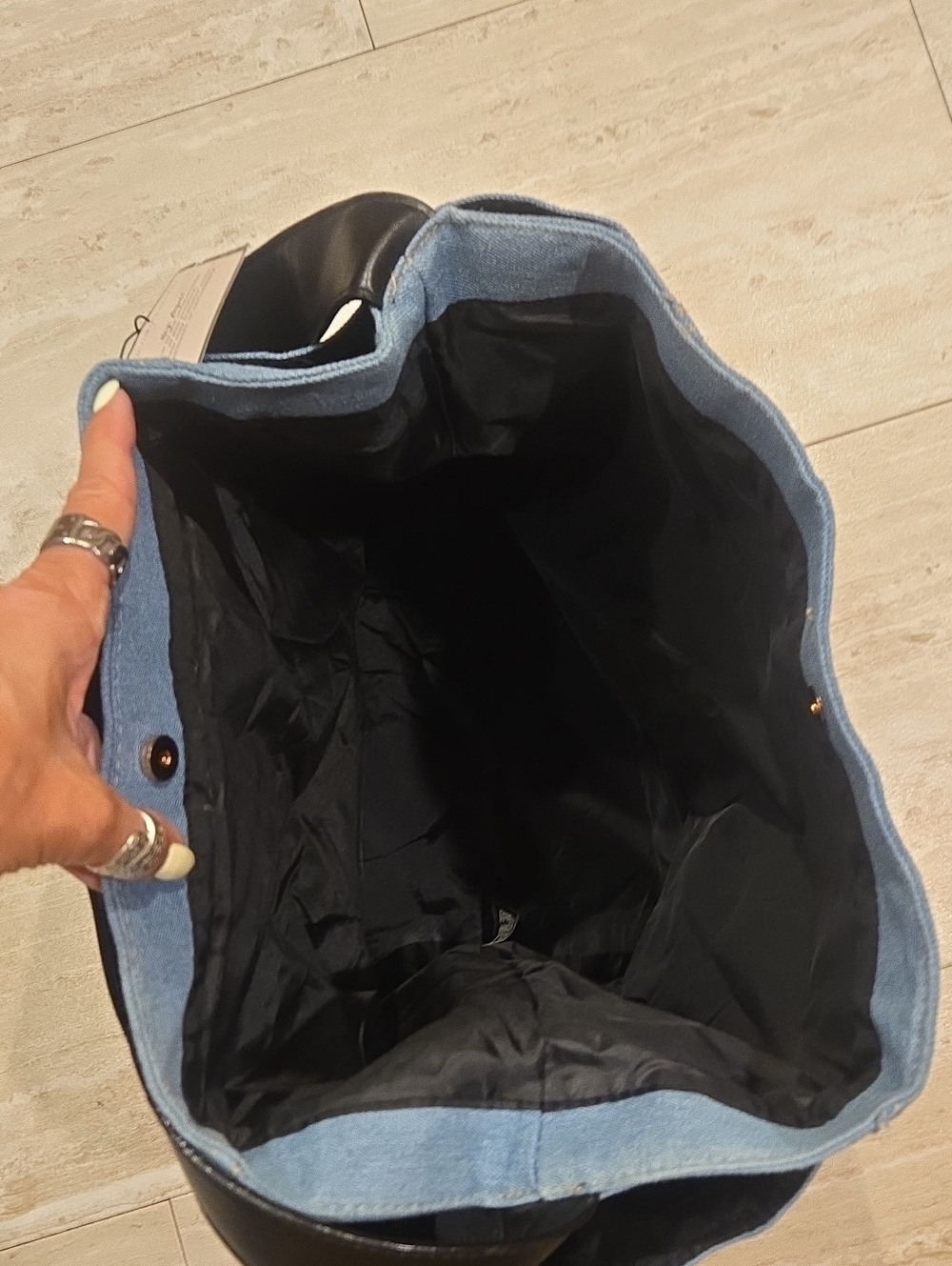 New Victoria's Secret Studded Denim Blue Tote Bag - Picture 5 of 12